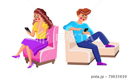 Using Smartphones Man And Woman People Vector Using Smartphones Man And Woman People Vector 79635639