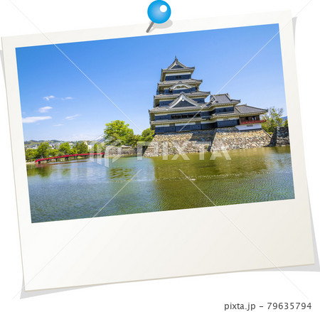 ポラロイド風写真　長野県　松本城 79635794