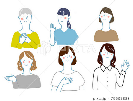 笑顔の女性6人　上半身　セット  79635883
