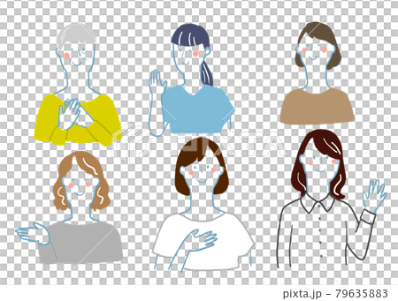 笑顔の女性6人　上半身　セット  79635883