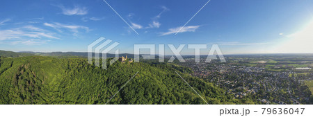 Panoramic aerial view of the German town Bensheim in summer during daytime 79636047
