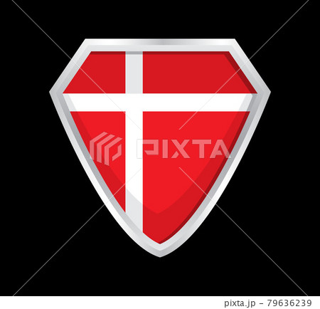 Denmark flag vector. The sign of the Danish state. A shield with a red cloth Denmark flag vector. The sign of the Danish state. A shield with a red cloth 79636239