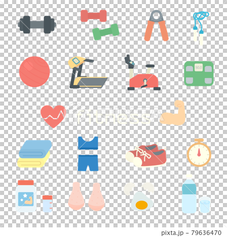 シンプルでかわいいフィットネスのイラストセット 79636470