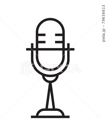 Microphone icon vector in thin line style. Voice over sign. Microphone symbol for audio podcast broadcast. Microphone icon vector in thin line style. Voice over sign. Microphone symbol for audio podcast broadcast. 79636613