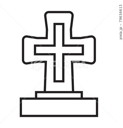 Funeral icon vector in a thin line style. Tombstone, crypt sign. Funeral icon vector in a thin line style. Tombstone, crypt sign. 79636615