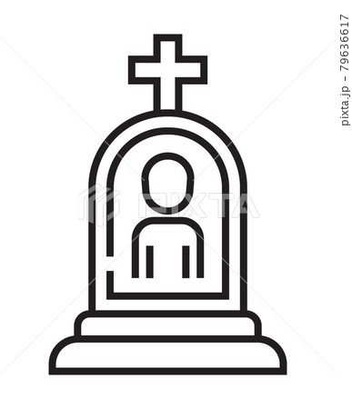 Funeral icon vector in a thin line style. Tombstone, crypt sign. 79636617