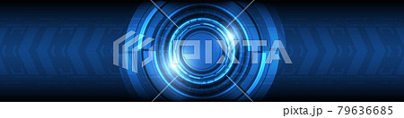 Abstract overlap circle digital, smart lens technology with light effect, arrow speed up background, blank space 79636685