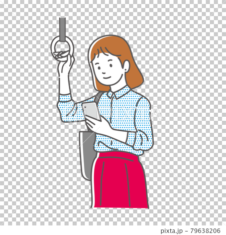 電車内でスマホを操作する女性 電車内でスマホを操作する女性 79638206