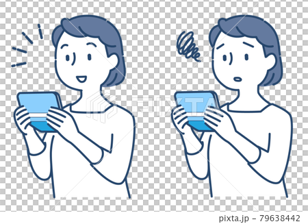 Illustration of a woman looking at a passbook 79638442