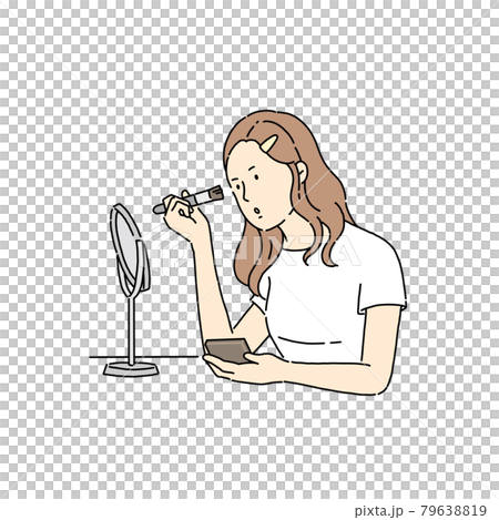 メイクをする女性、出勤前、朝、化粧 79638819