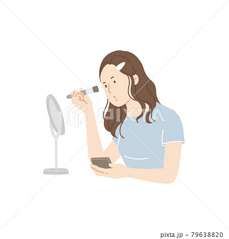 メイクをする女性、出勤前、朝、化粧 79638820