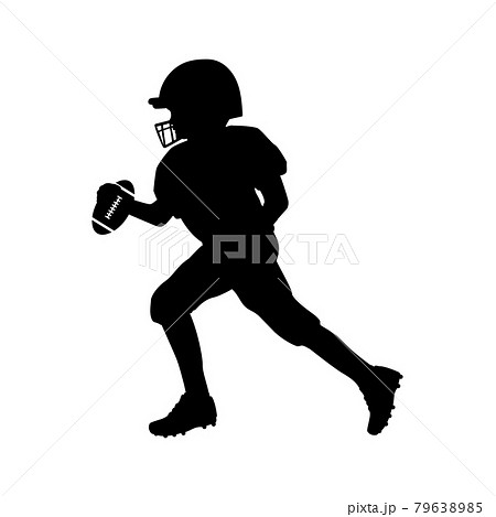 Silhouette American football player running boy with ball. Symbol sport. 79638985