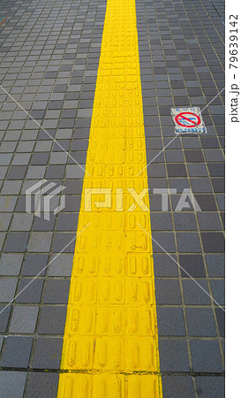 歩道の点字ブロック（視覚障害者誘導用ブロック）の風景 79639142