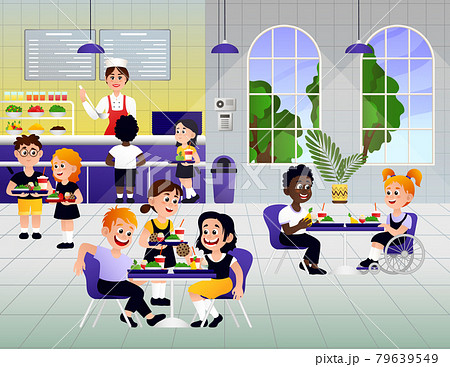 Children eat in canteen 79639549