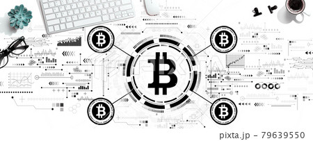Bitcoin theme with a computer keyboard 79639550