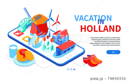 Vacation in Holland - colorful isometric web banner 79640350
