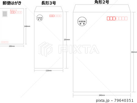 実寸大　郵便はがき　郵便封筒 79640351