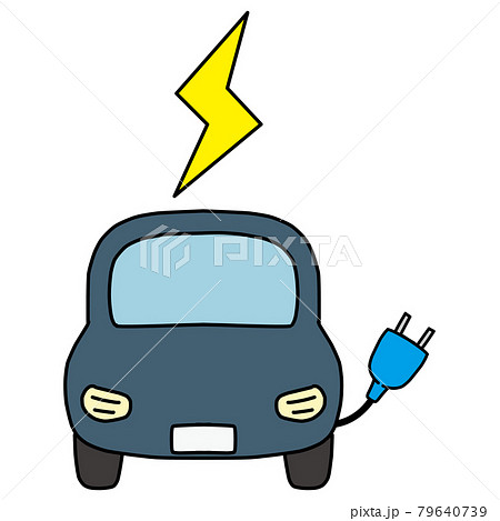 電気自動車イメージの車のアイコンイラストのイラスト素材 電気自動車イメージの車のアイコンイラストのイラスト素材