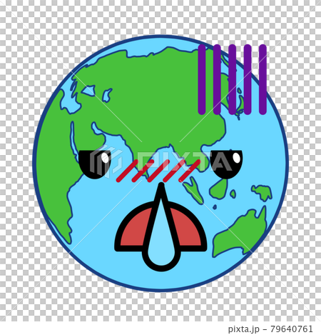 Anthropomorphic Earth character with a runny nose and annoyed Anthropomorphic Earth character with a runny nose and annoyed 79640761