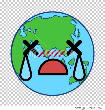 帶有哭泣表情的擬人化地球人物插圖 帶有哭泣表情的擬人化地球人物插圖 79640762