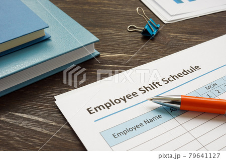 Employee shift schedule for work and pen. Employee shift schedule for work and pen. 79641127