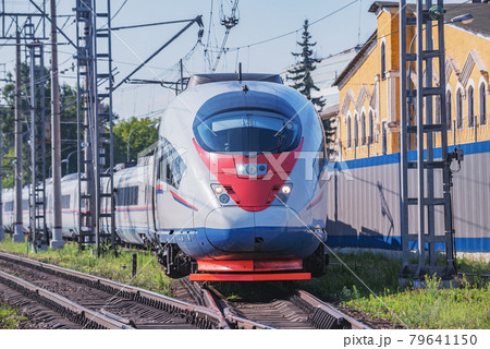 Highspeed train moves from depot. Moscow. 79641150