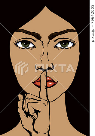 The finger shows quietly. Vector drawing 79642005
