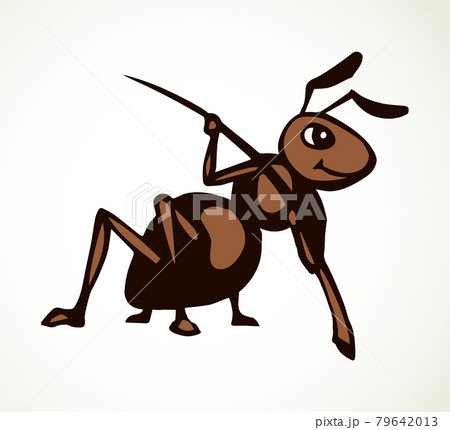 The ant is pulling a needle. Vector drawing 79642013