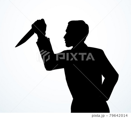 Shadow of the hand holding a big knife 79642014