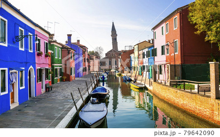 Most colorful traditional fishing town (village) Burano - Island near of Venice. Italy travel and landmarks 79642090