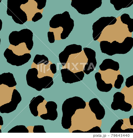 Abstract modern leopard seamless pattern. Animals trendy background. Green and beige decorative vector stock illustration for print, card, postcard, fabric, textile. Modern ornament of stylized skin 79643440