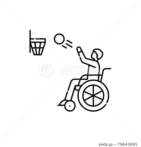Disabled Game Basketball Color Line Icon のイラスト素材