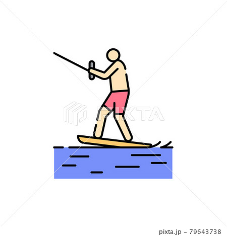 Wakeboarding line icon. Isolated vector element. 79643738