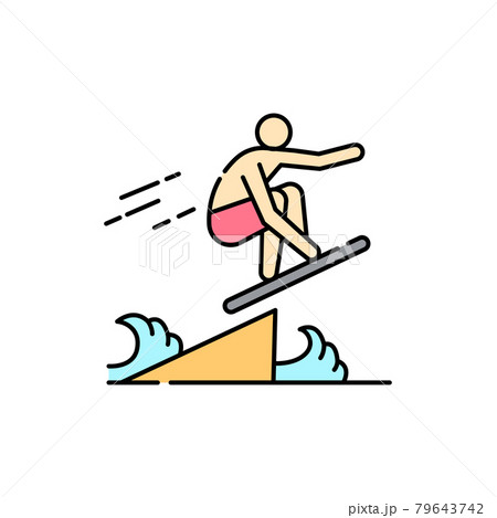 Skimboarding line icon. Isolated vector element. 79643742
