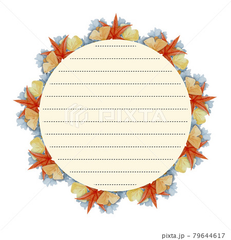 Watercolor autumn round frame. Hand drawn 79644617