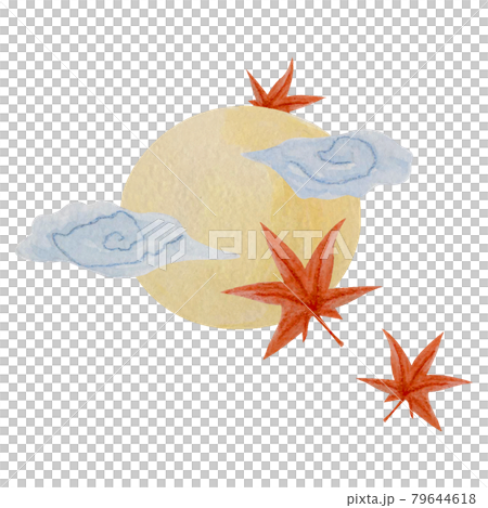 hand drawn watercolor illustration of autumn moonlit night 79644618