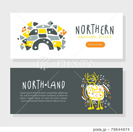 North Land Landing Page Template Design, Wild North Discovery Expedition, Exploration, Outdoor Wilderness Adventure Website Interface Vector Illustration 79644974