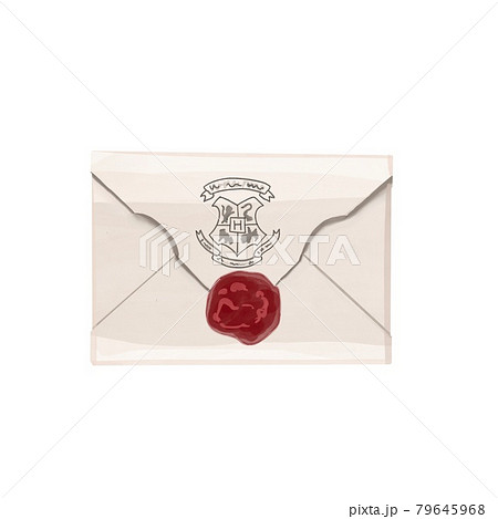 Watercolor illustration with letters from Hogwarts. Hand drawn object 79645968
