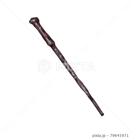 Hand drawn watercolor magic wand. Illustration elder stick 79645971