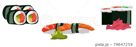 Set for rolls and sushi, the national Japanese dish - Vector Set for rolls and sushi, the national Japanese dish - Vector 79647259