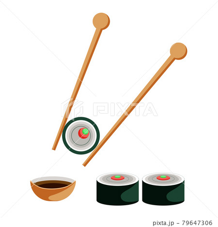 Realistic fish rolls, the national Japanese dish - Vector Realistic fish rolls, the national Japanese dish - Vector 79647306