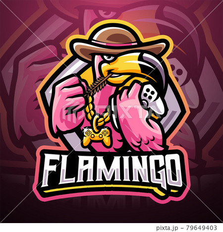 Flamingo games esport mascot logo design 79649403