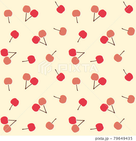版ずれ風のさくらんぼのシームレスパターンイラスト（ベクター）の 