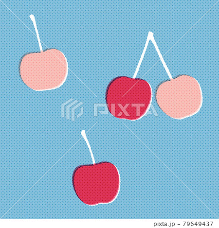 版ずれ風のさくらんぼのイラスト(ベクター) 版ずれ風のさくらんぼのイラスト(ベクター) 79649437