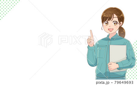 作業着を着た若い技術者スタッフのイラストのイラスト素材