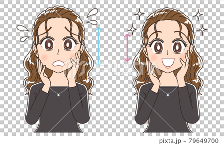中顔面 面長を短縮する女性のイラストのイラスト素材
