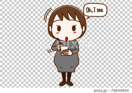 ＜全身・正面＞なるほどと思い頷きながらメモをする妊婦 79649904