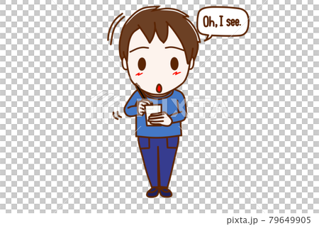 ＜全身・正面＞なるほどと思い頷きながらメモをする少年 79649905