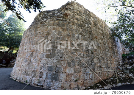 walls of the ancient fortress of the crusaders in the north of the state of Israel walls of the ancient fortress of the crusaders in the north of the state of Israel 79650376