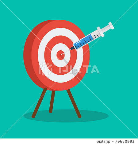 Vaccine and syringe injection to target dartboard 79650993